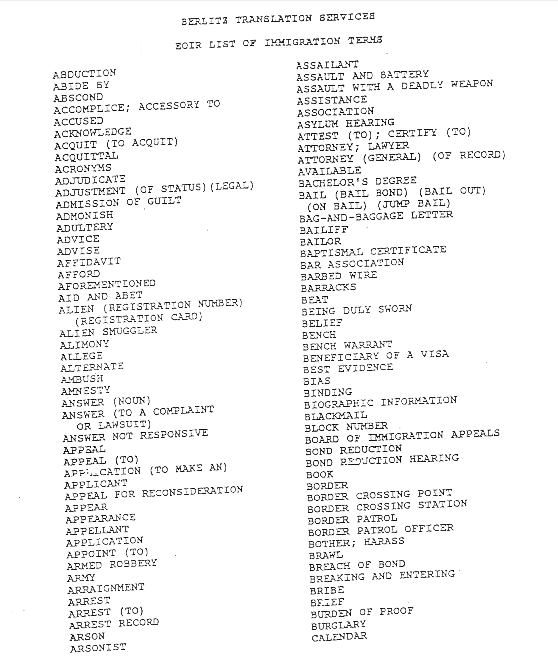 Cover of Berlitz List of Terms